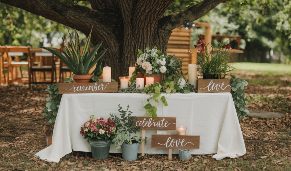 Outdoor Celebration of Life Table Decoration Ideas for a Natural Tribute