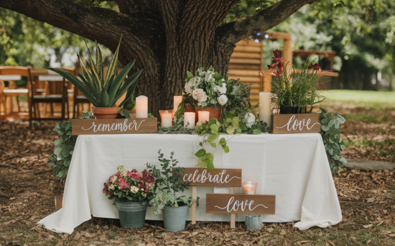 Outdoor Celebration of Life Table Decoration Ideas for a Natural Tribute